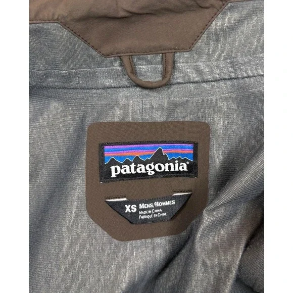 Patagonia GORE TEX Rain Jacket Mens XS Brown Full Zip Hiking Outdoor Waterproof